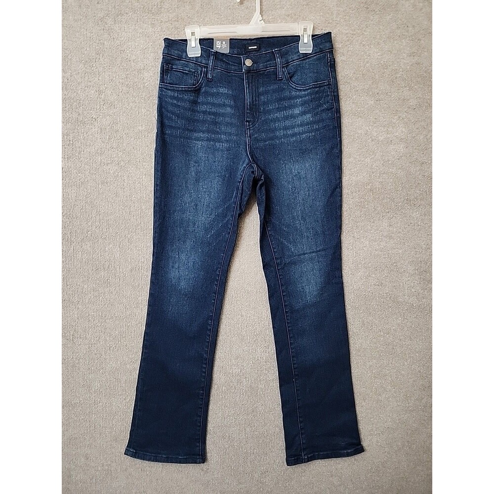 Express Bootcut Jeans Womens 12 Blue Dark Wash Stretch NEW